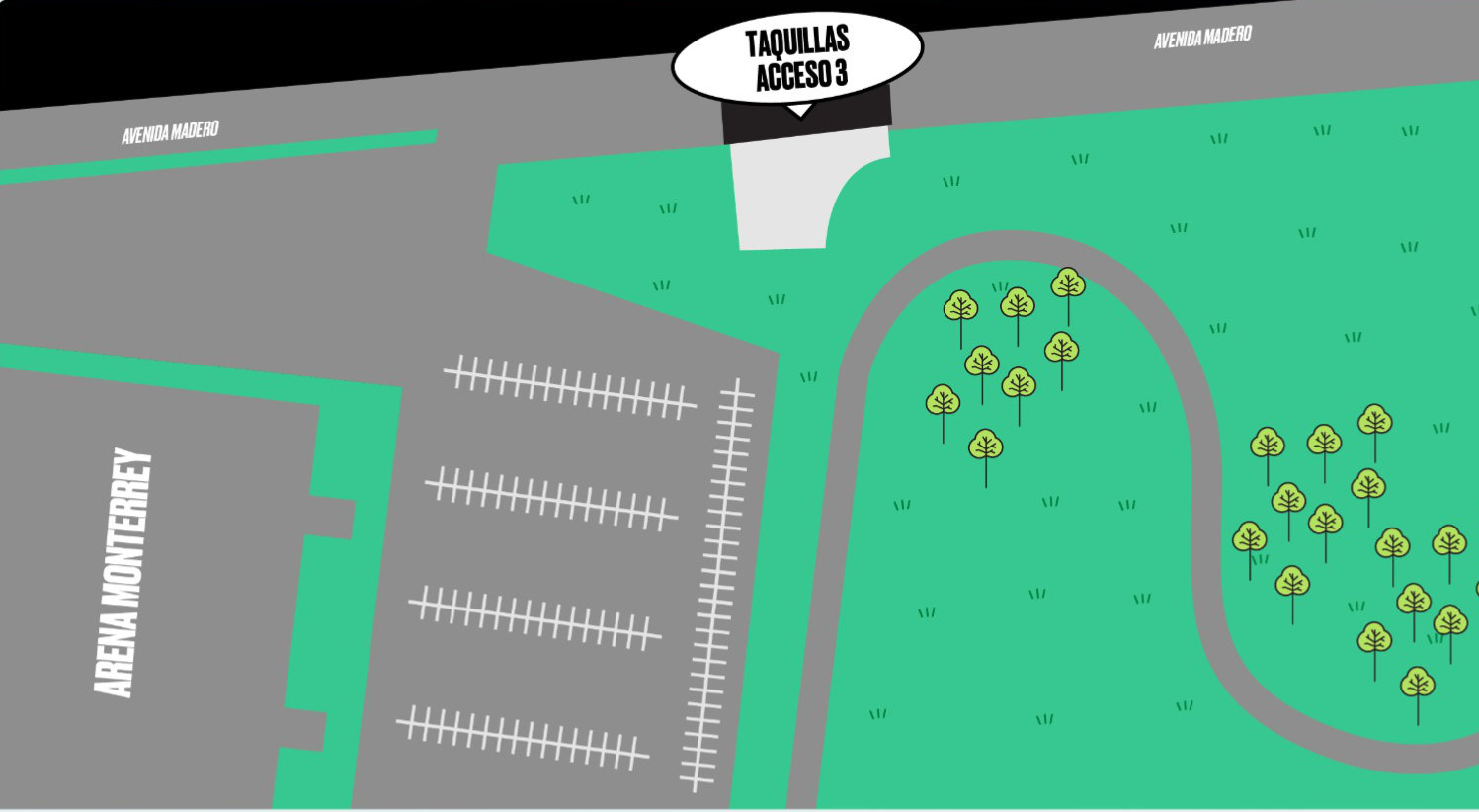 Mapa de entrega de beneficios en Taquillas Acceso 3